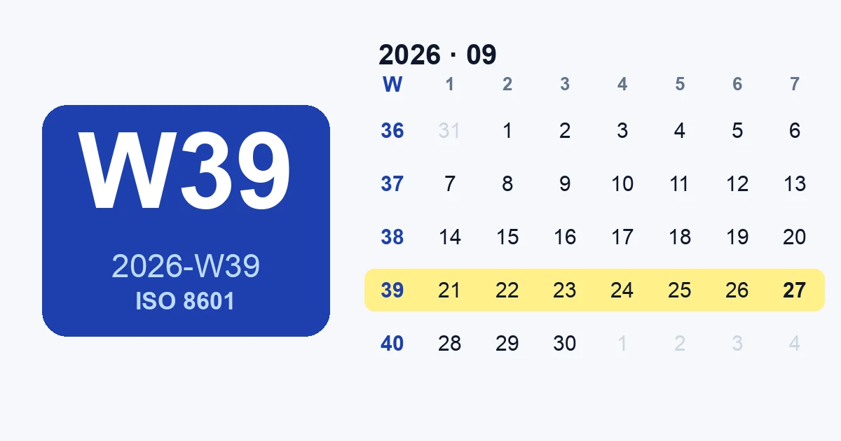 A wall calendar open to a month page, with a column of week numbers (1 through 53) printed along the left side and a red circle highlighting a specific week number.